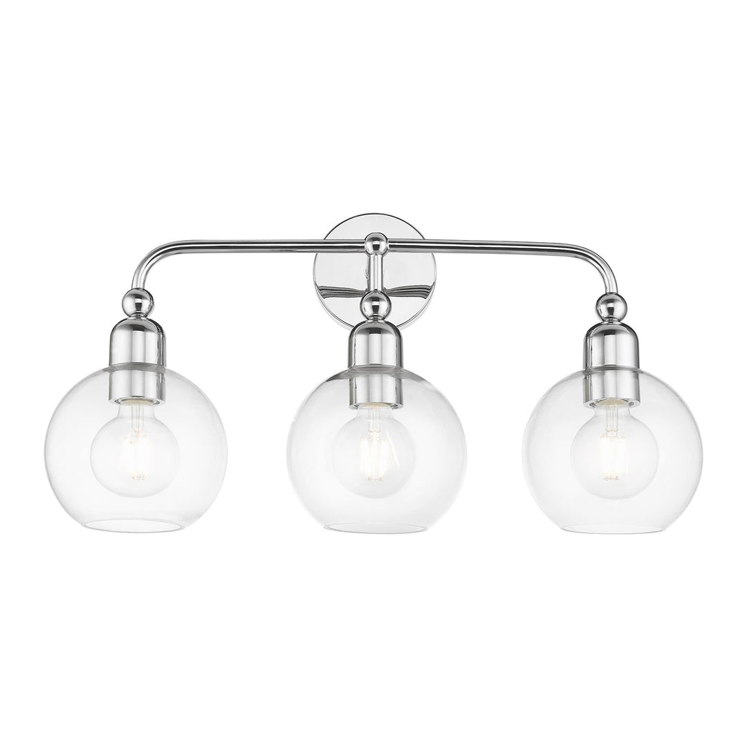 3 Light Polished Chrome Sphere Vanity Sconce