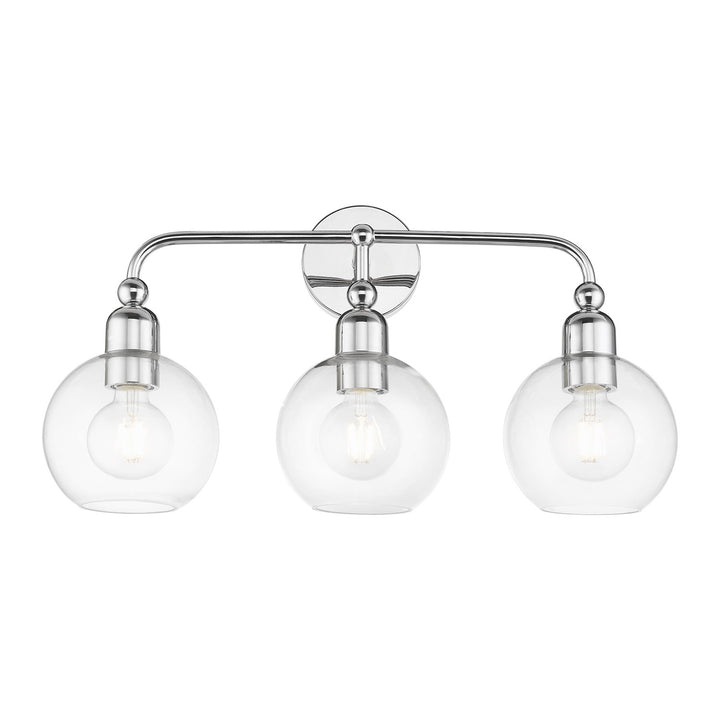 3 Light Polished Chrome Sphere Vanity Sconce