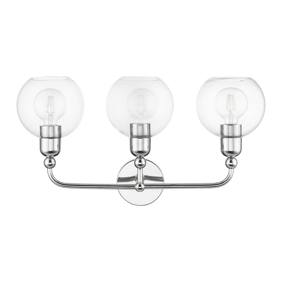 3 Light Polished Chrome Sphere Vanity Sconce
