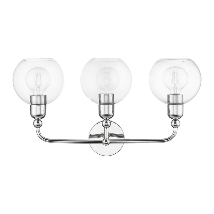 3 Light Polished Chrome Sphere Vanity Sconce