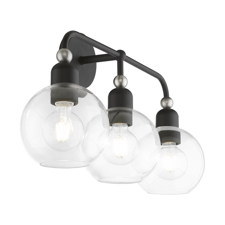 3 Light Black With Brushed Nickel Accents Sphere Vanity Sconce