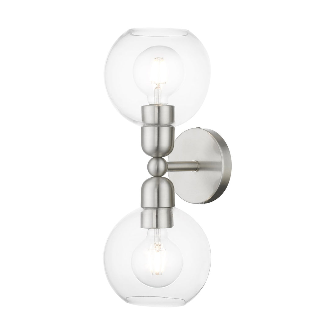 2 Light Brushed Nickel Sphere Vanity Sconce by Livex Lighting