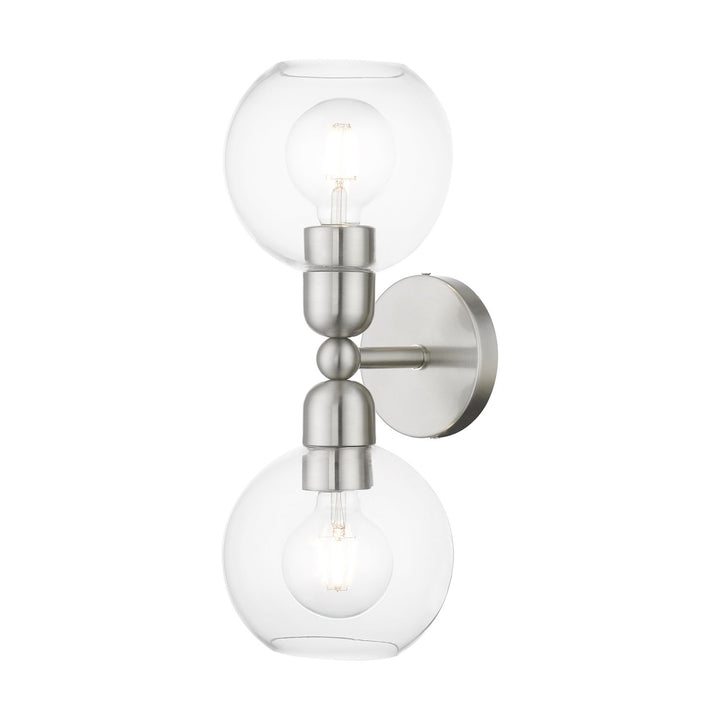 2 Light Brushed Nickel Sphere Vanity Sconce by Livex Lighting