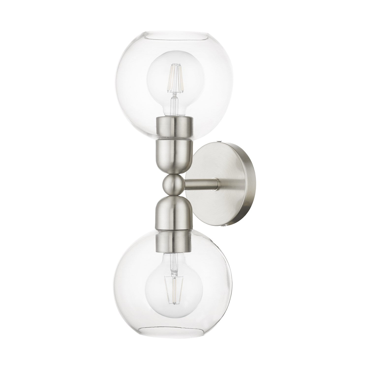2 Light Brushed Nickel Sphere Vanity Sconce