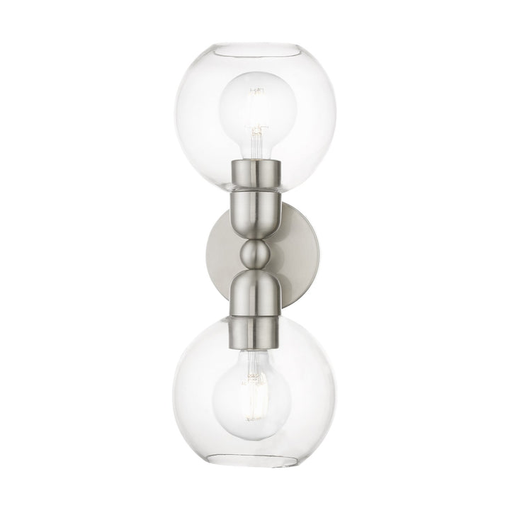 2 Light Brushed Nickel Sphere Vanity Sconce