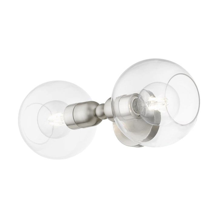 2 Light Brushed Nickel Sphere Vanity Sconce