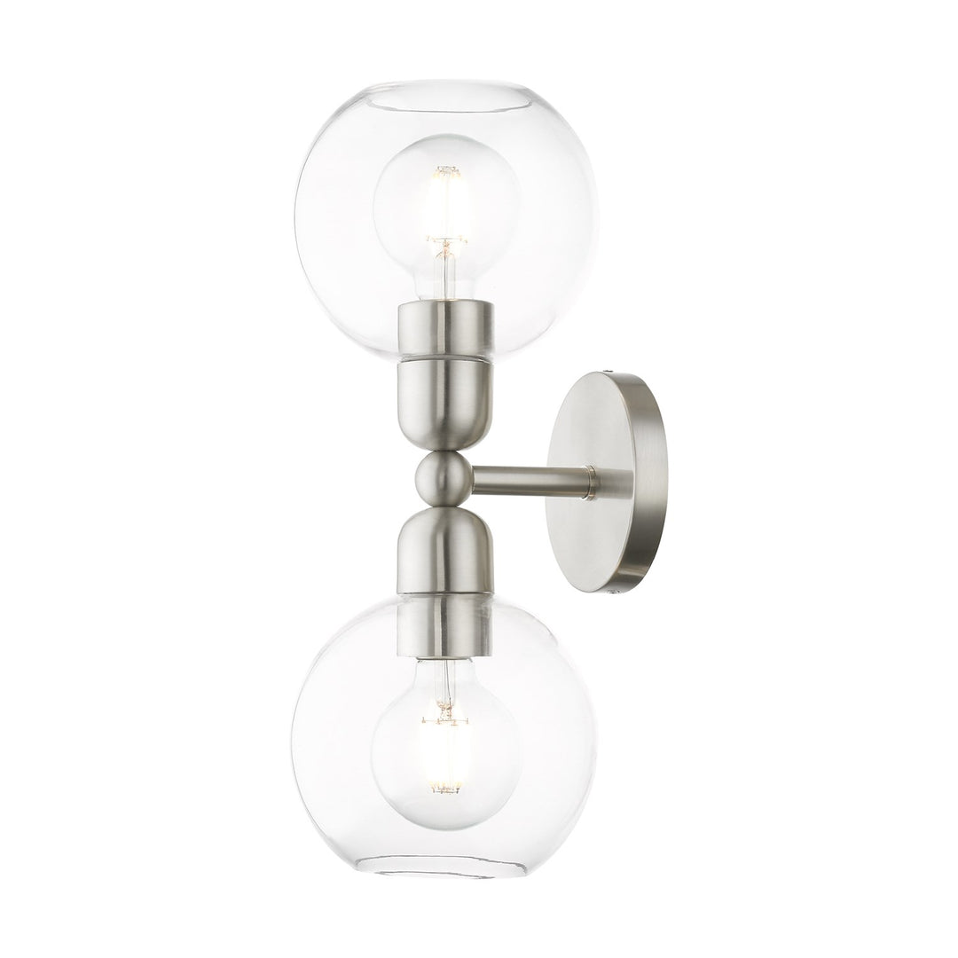 2 Light Brushed Nickel Sphere Vanity Sconce