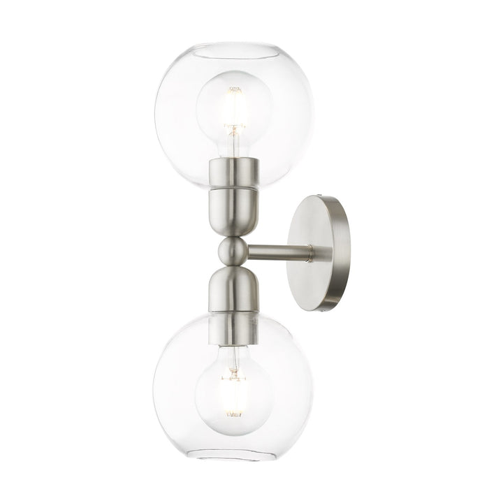 2 Light Brushed Nickel Sphere Vanity Sconce