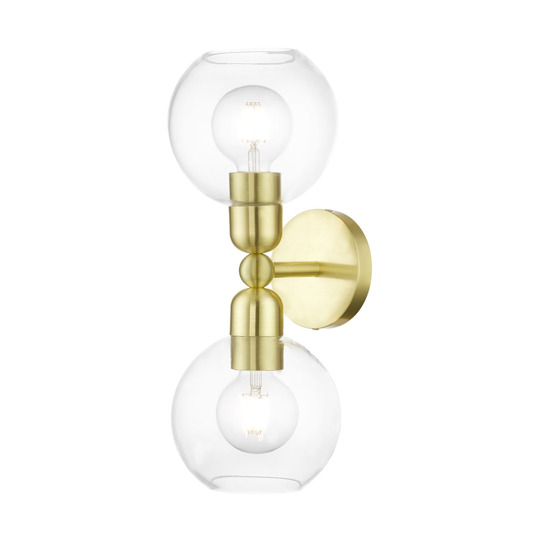 2 Light Satin Brass Sphere Vanity Sconce by Livex Lighting