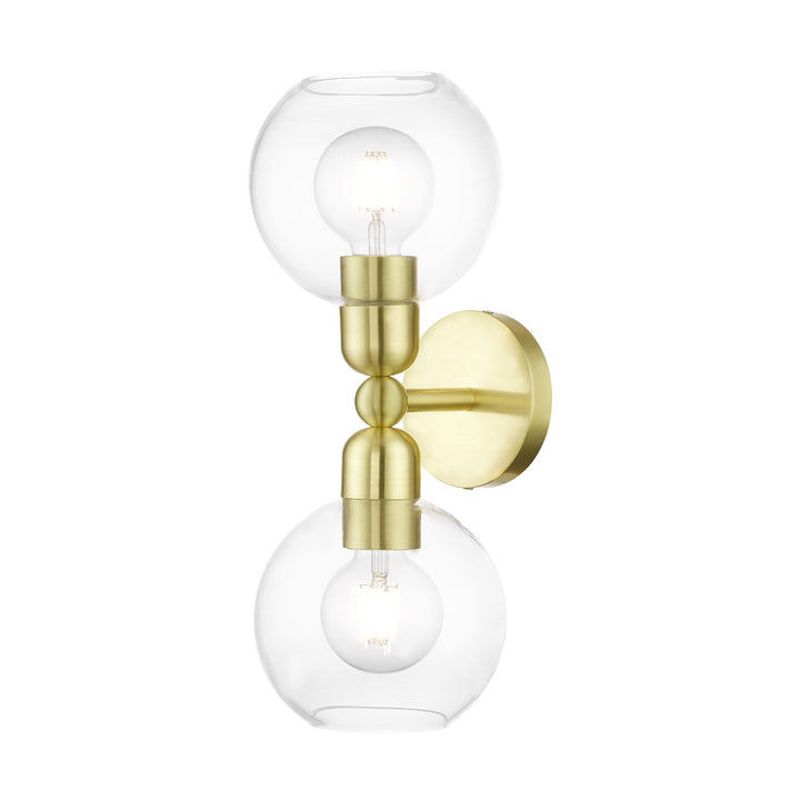 2 Light Satin Brass Sphere Vanity Sconce by Livex Lighting