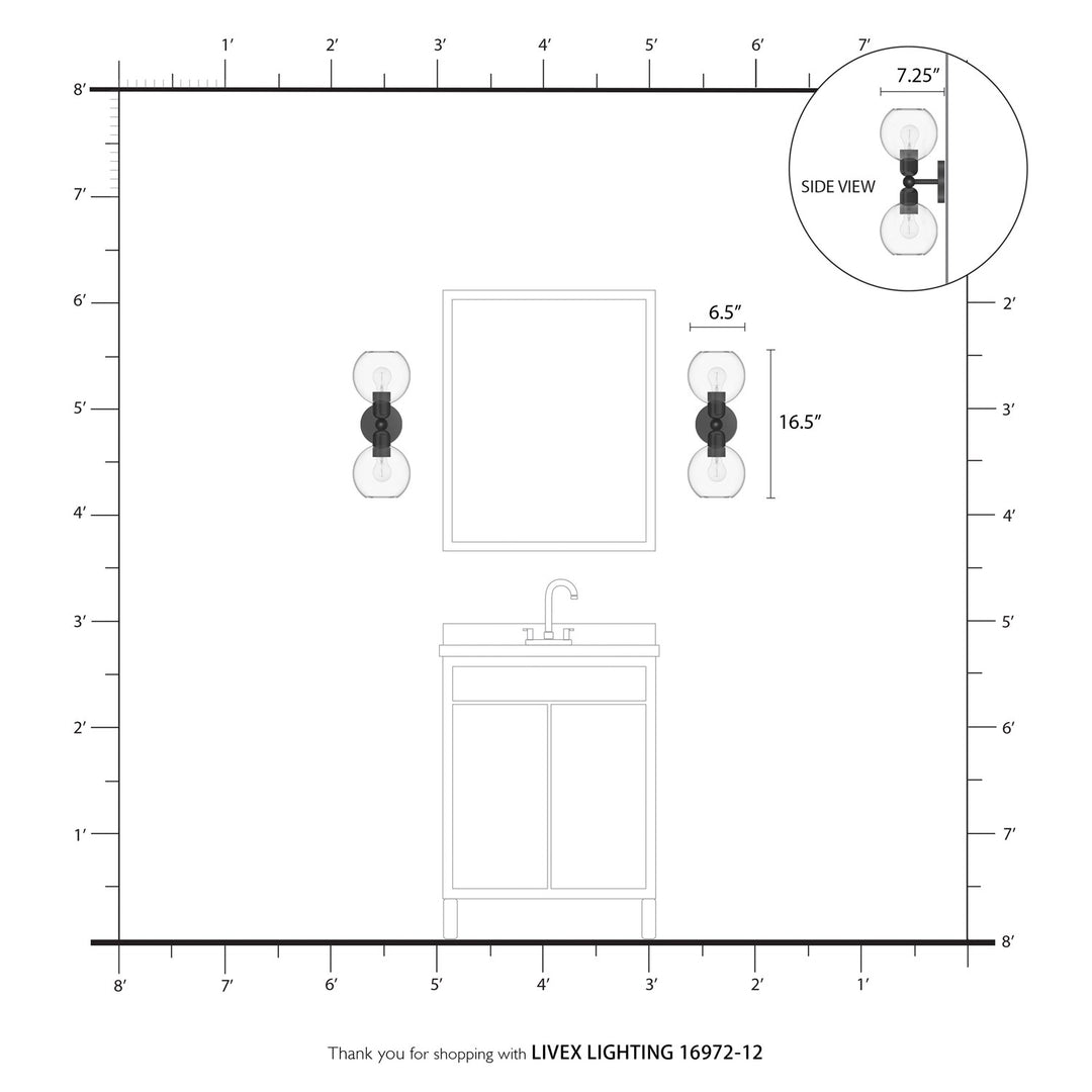 2 Light Satin Brass Sphere Vanity Sconce