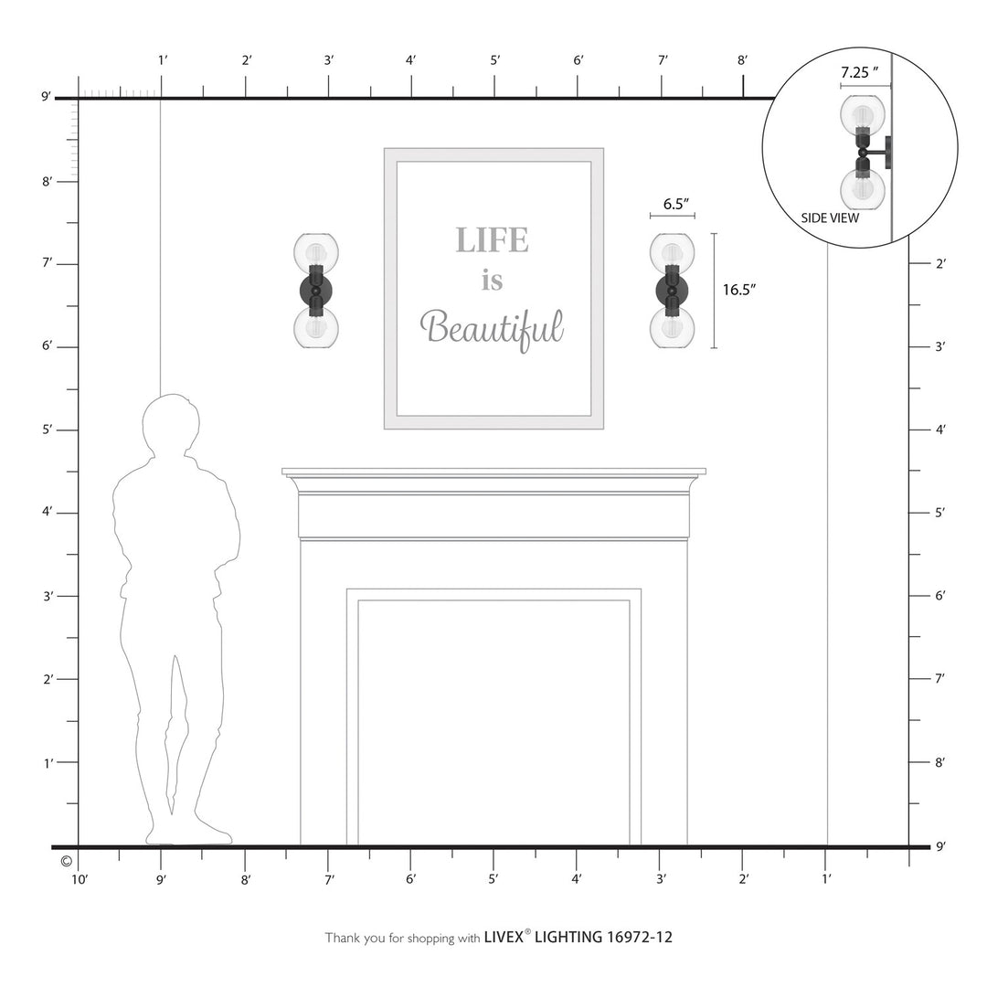 2 Light Satin Brass Sphere Vanity Sconce