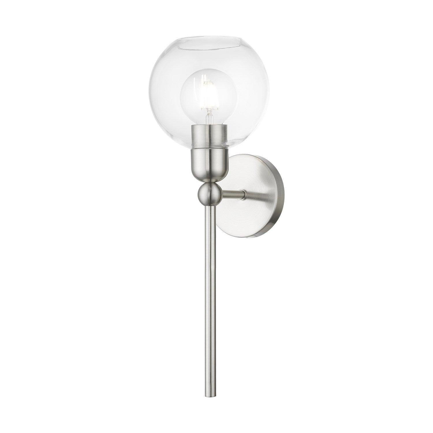 1 Light Brushed Nickel Sphere Single Sconce by Livex Lighting