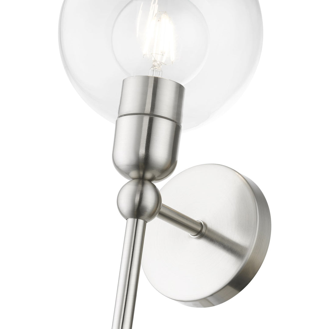 1 Light Brushed Nickel Sphere Single Sconce