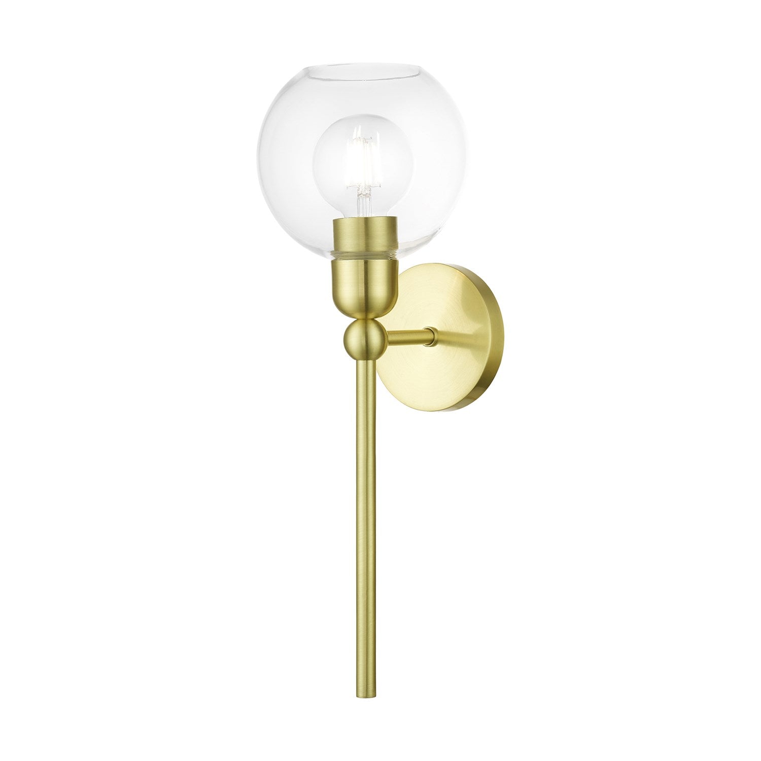1 Light Satin Brass Sphere Single Sconce by Livex Lighting