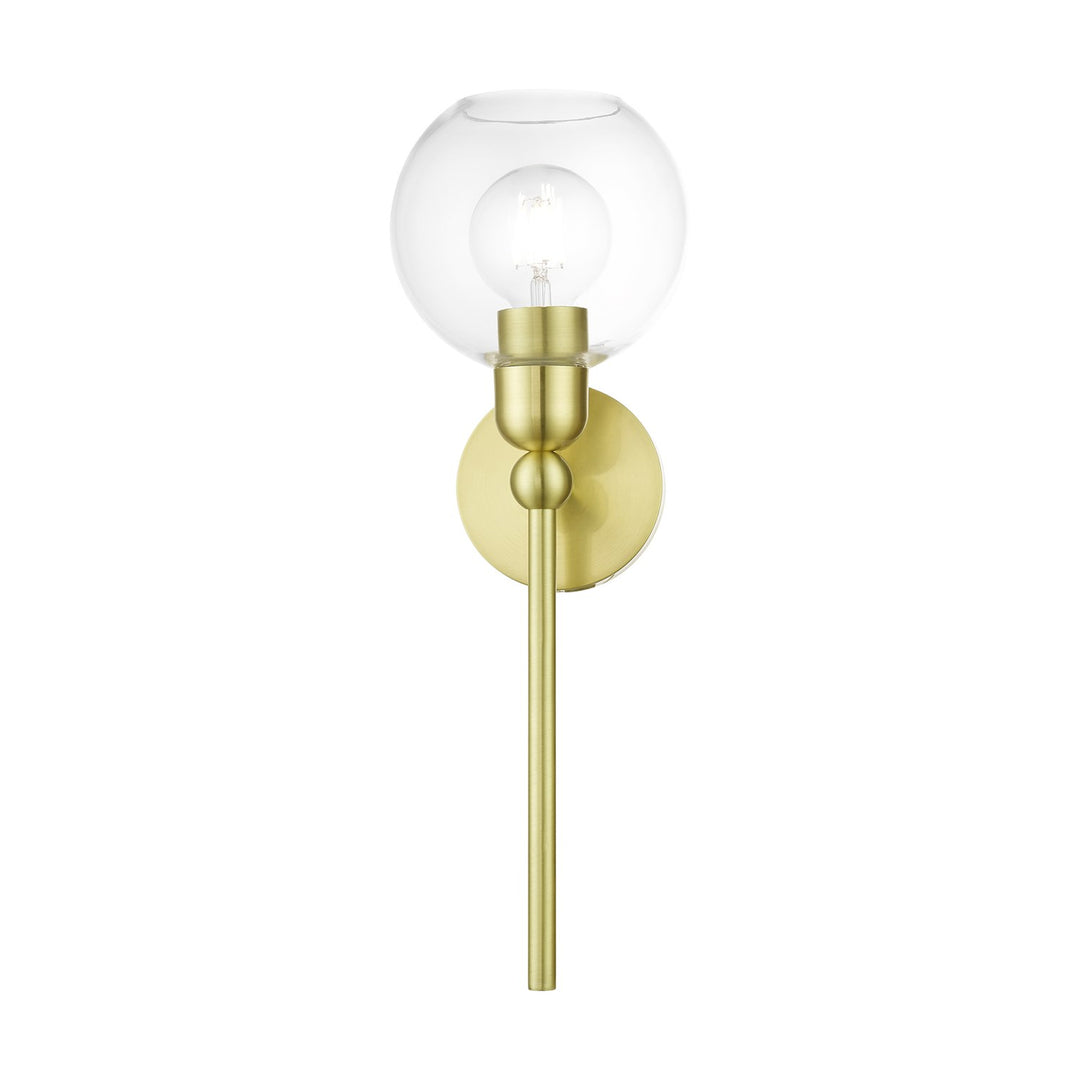 1 Light Satin Brass Sphere Single Sconce