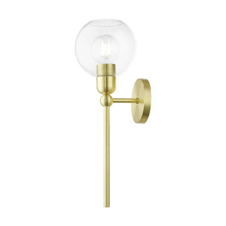 1 Light Satin Brass Sphere Single Sconce
