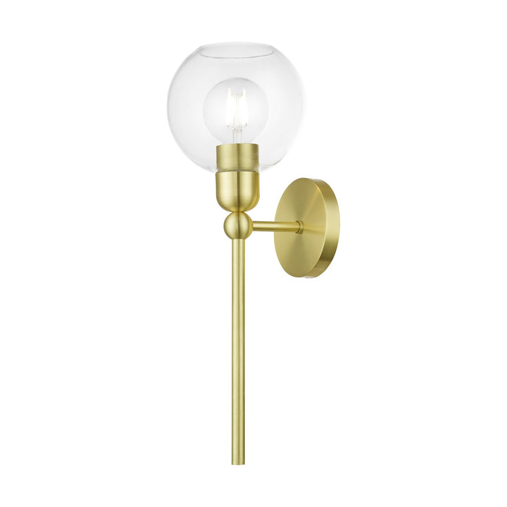 1 Light Satin Brass Sphere Single Sconce