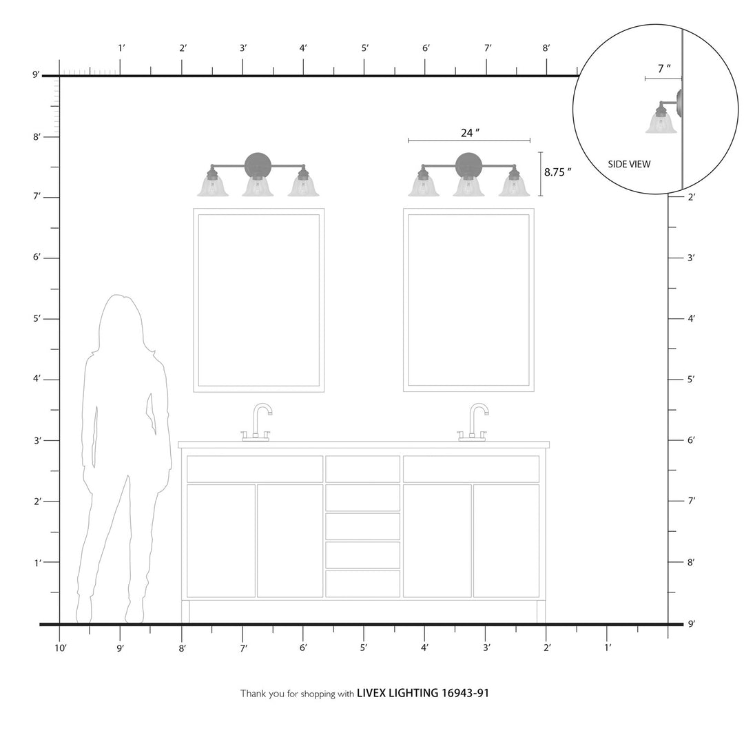 3 Light Brushed Nickel Vanity Sconce