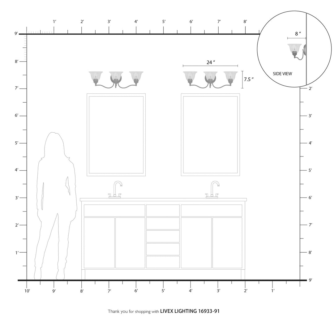 3 Light Brushed Nickel Vanity Sconce