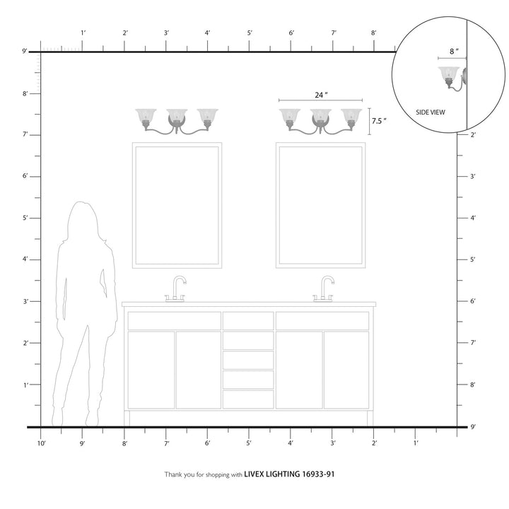 3 Light Brushed Nickel Vanity Sconce