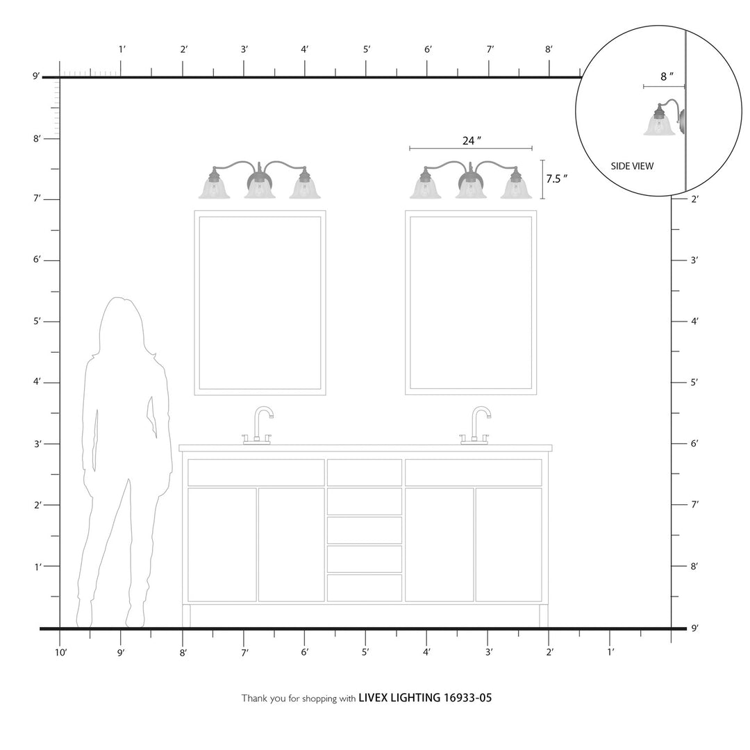 3 Light Polished Chrome Vanity Sconce