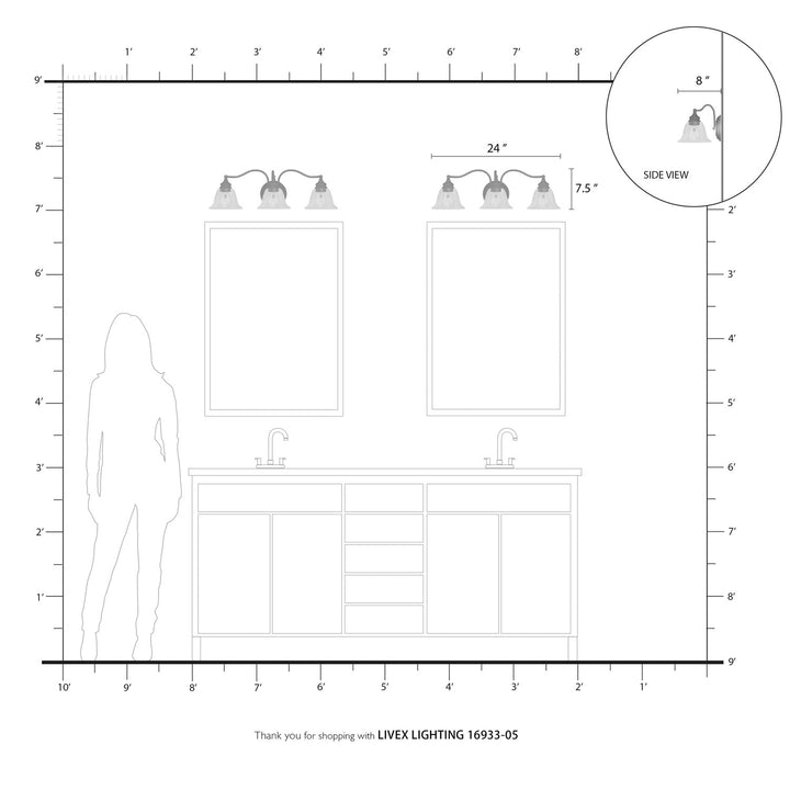 3 Light Polished Chrome Vanity Sconce
