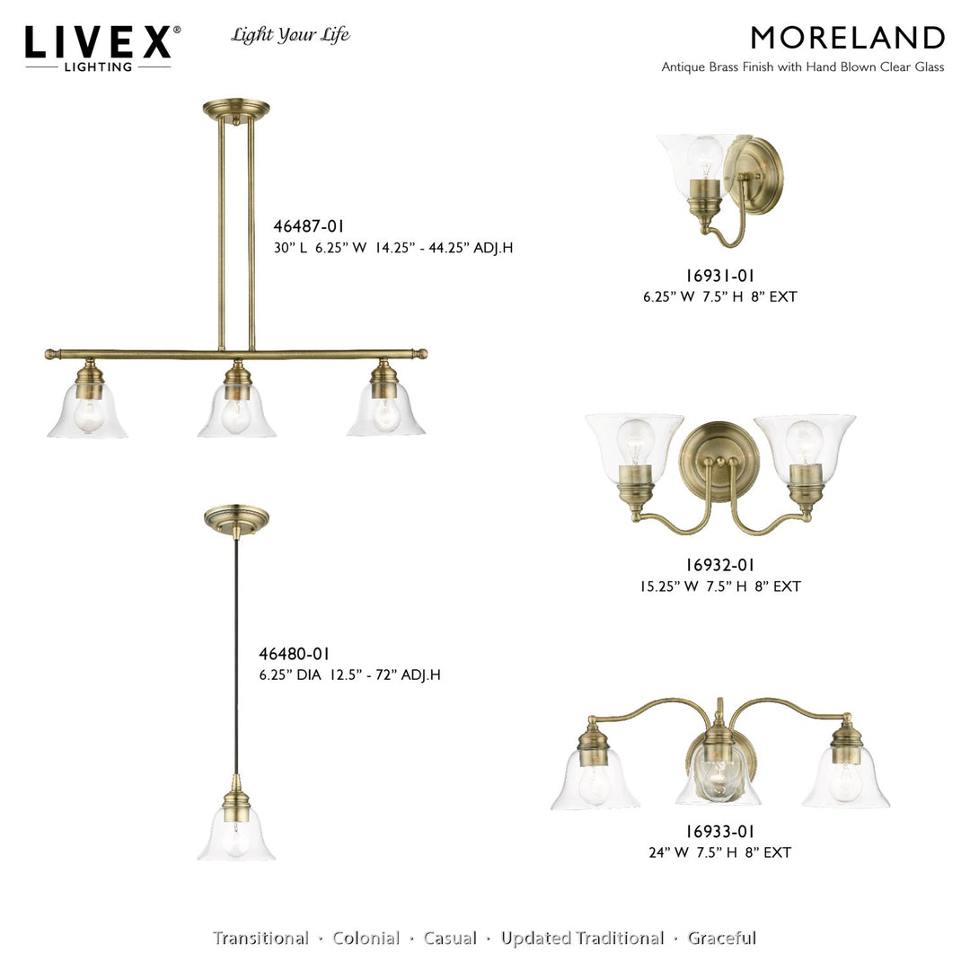 3 Light Antique Brass Vanity Sconce