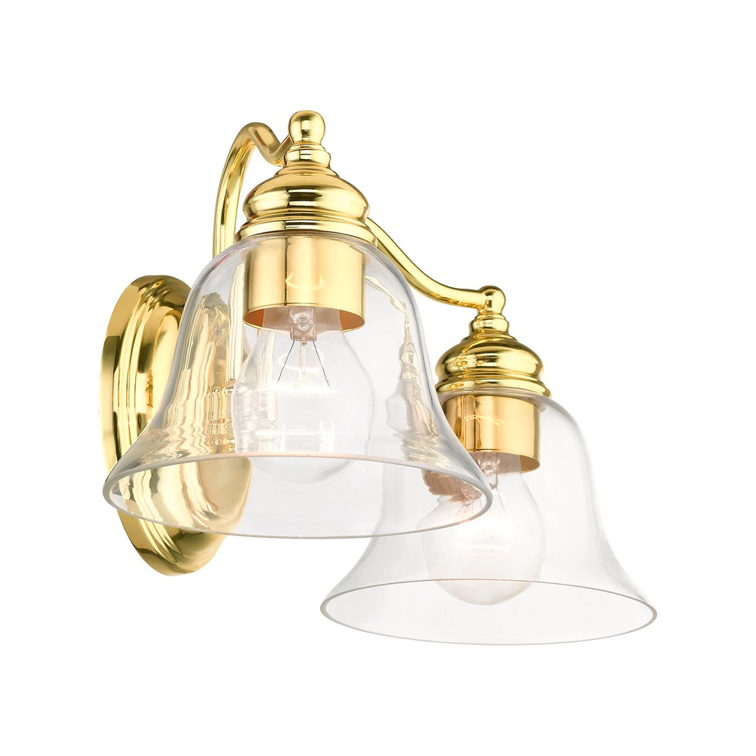 2 Light Polished Brass Vanity Sconce