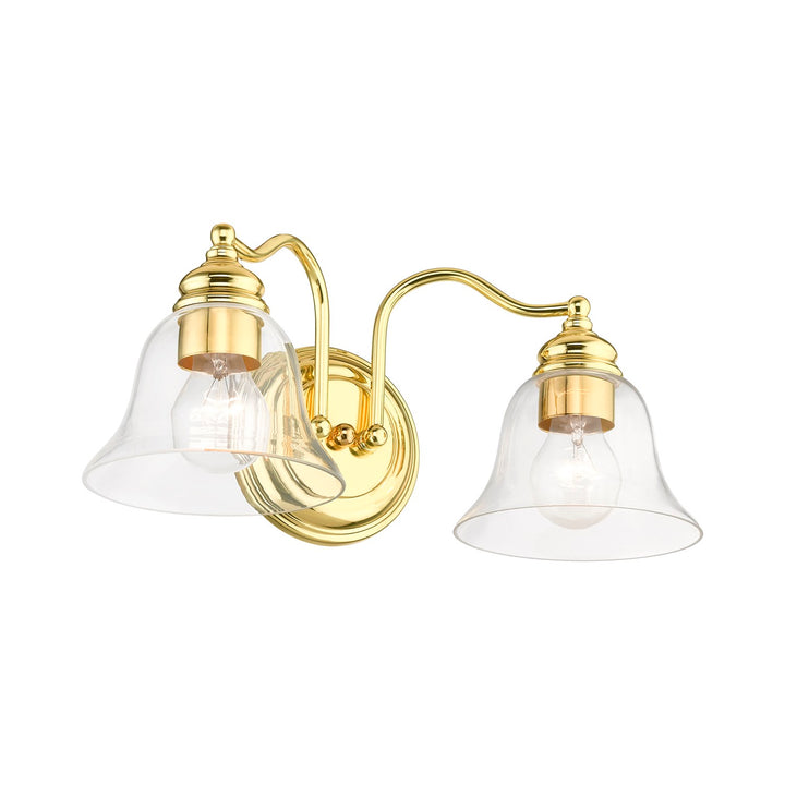 2 Light Polished Brass Vanity Sconce