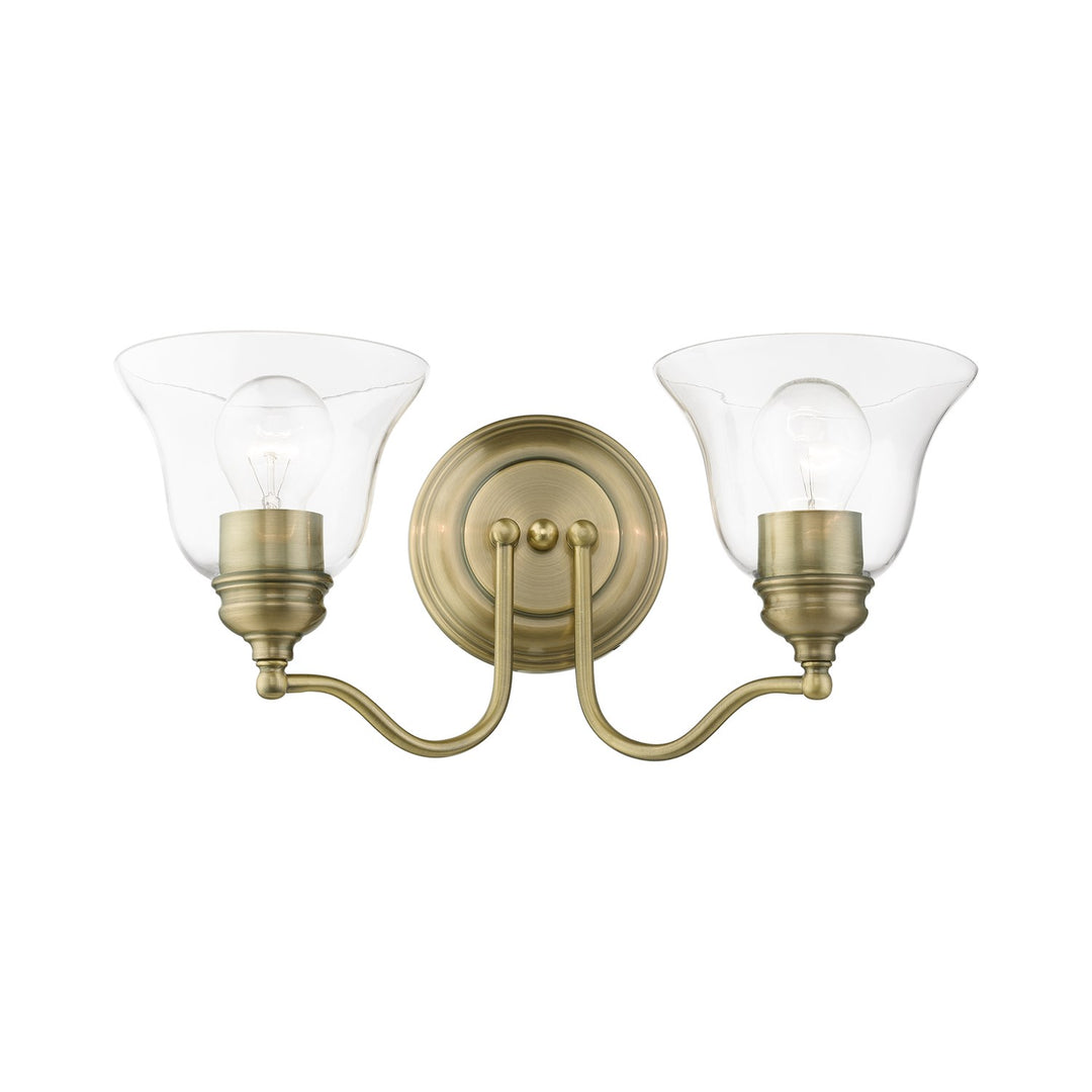 2 Light Antique Brass Vanity Sconce