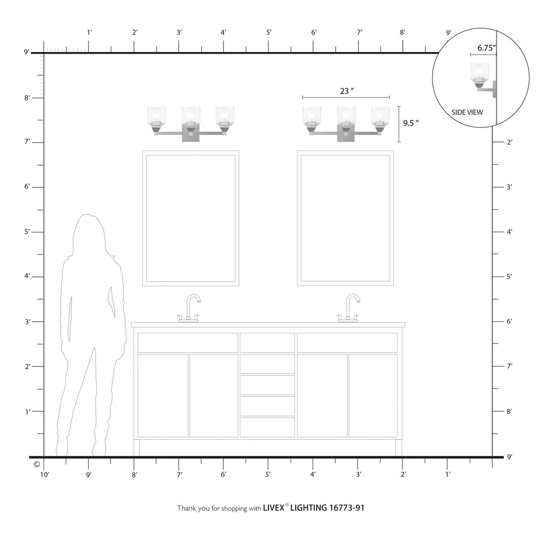 3 Light Brushed Nickel Vanity Sconce