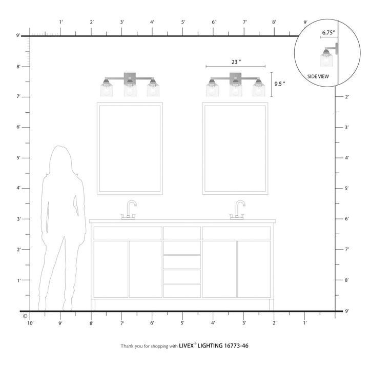3 Light Black Chrome Vanity Sconce