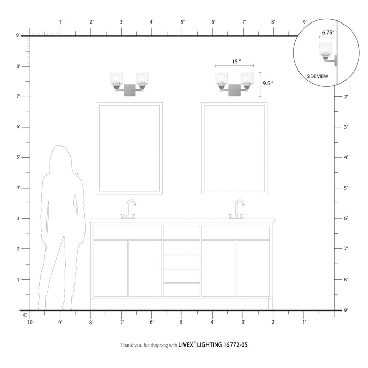 2 Light Polished Chrome Vanity Sconce