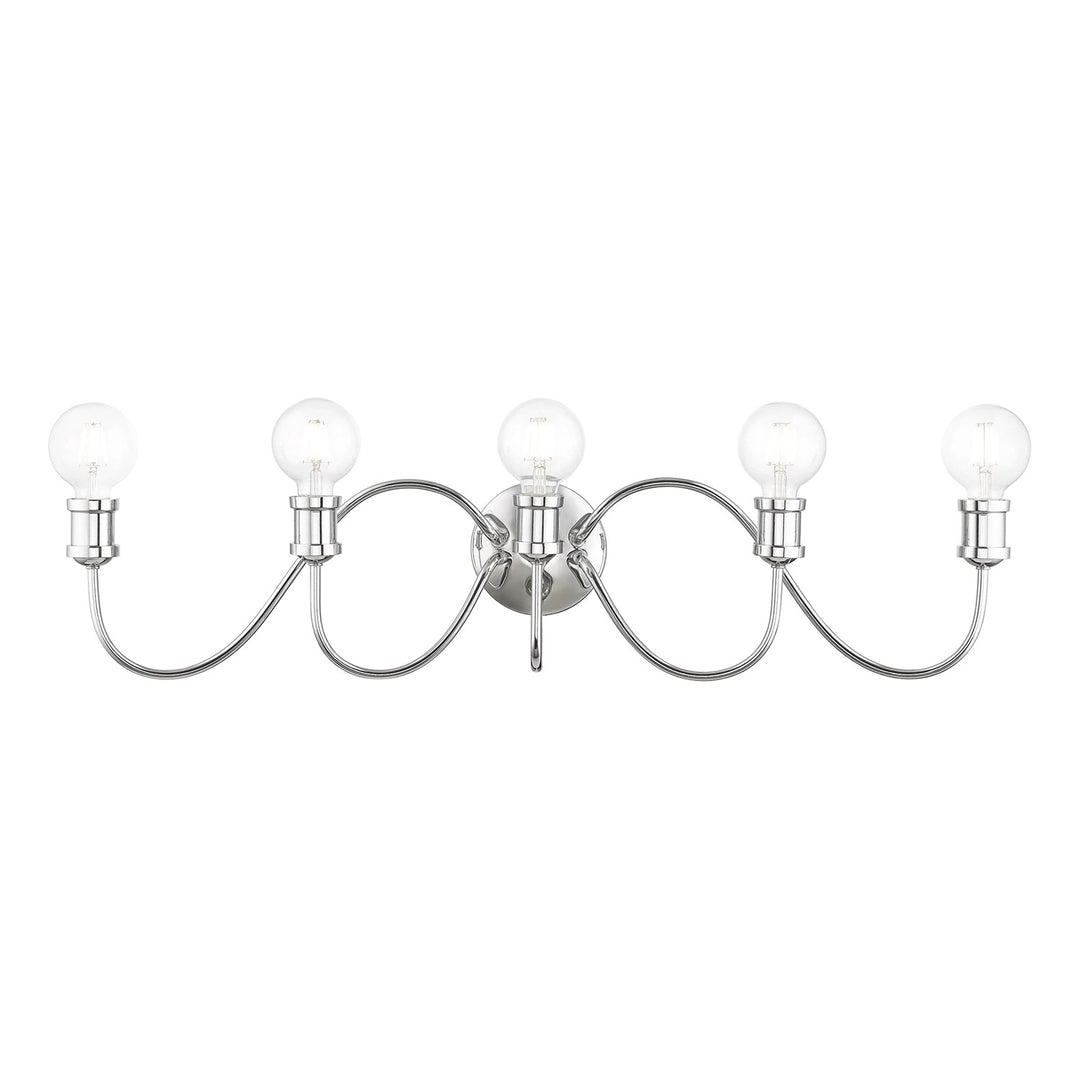 5 Light Polished Chrome Large Vanity Sconce by Livex Lighting