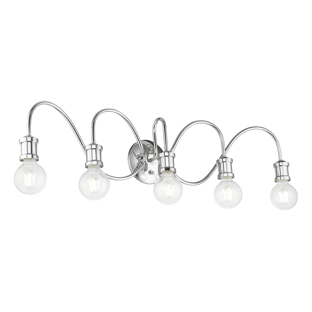 5 Light Polished Chrome Large Vanity Sconce