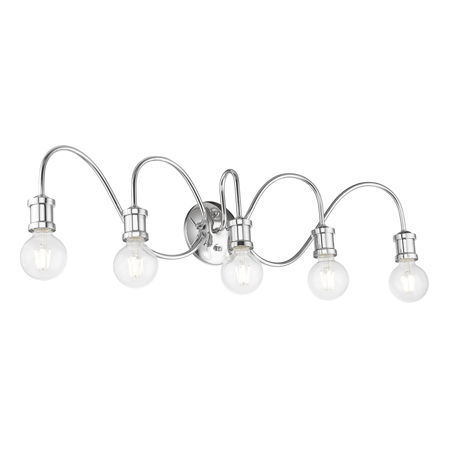 5 Light Polished Chrome Large Vanity Sconce
