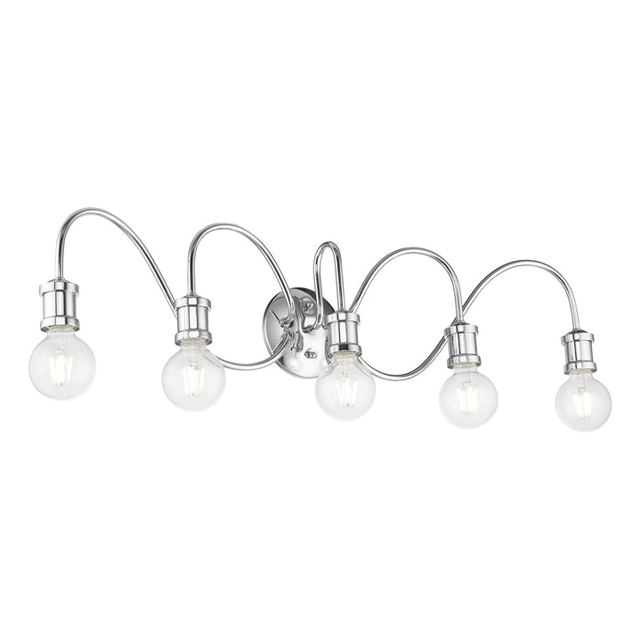 5 Light Polished Chrome Large Vanity Sconce