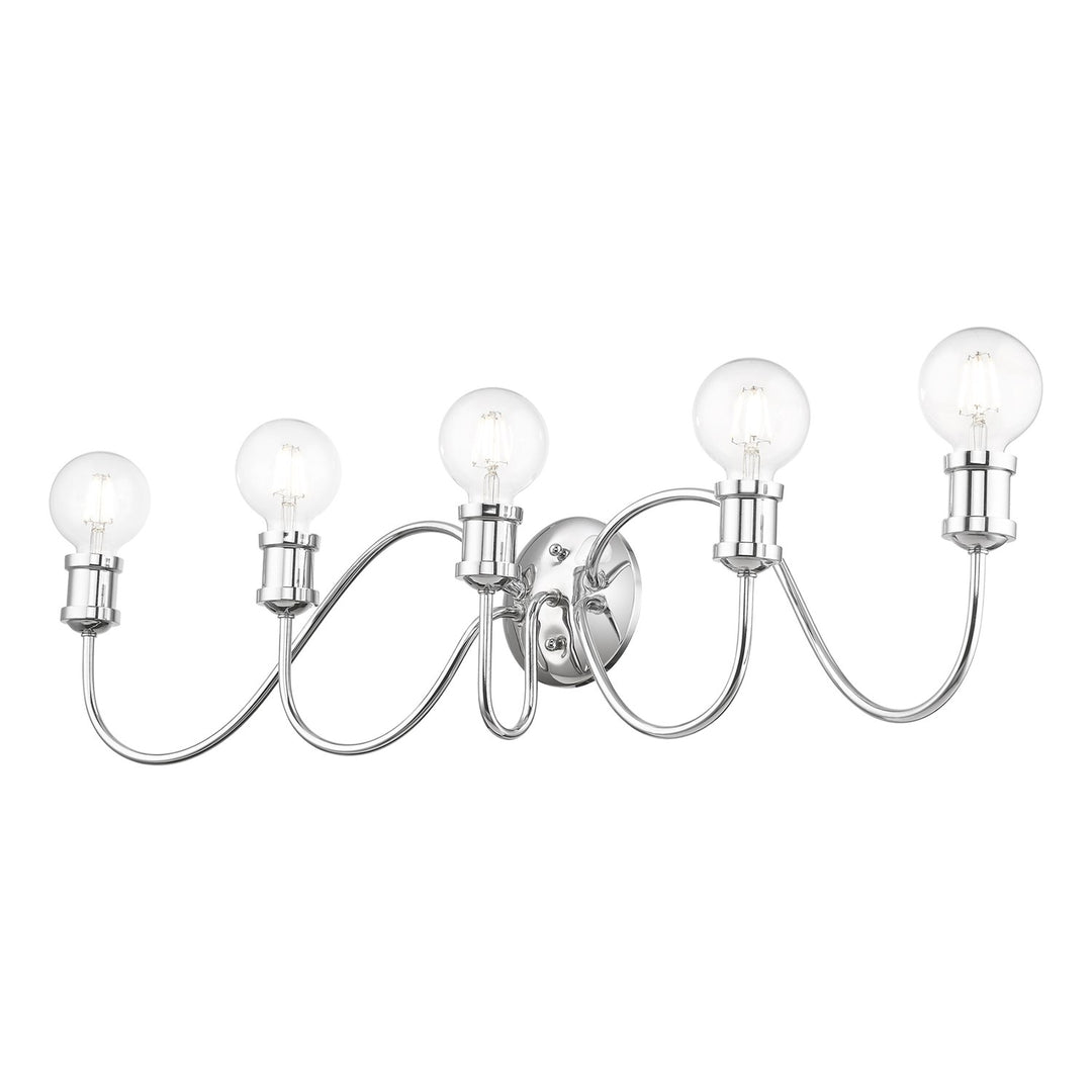 5 Light Polished Chrome Large Vanity Sconce