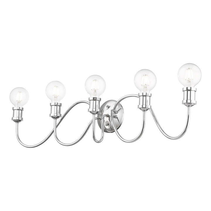 5 Light Polished Chrome Large Vanity Sconce