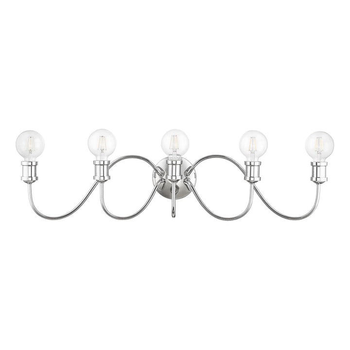5 Light Polished Chrome Large Vanity Sconce
