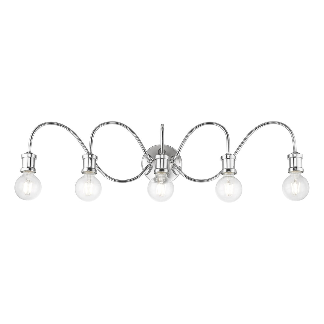 5 Light Polished Chrome Large Vanity Sconce