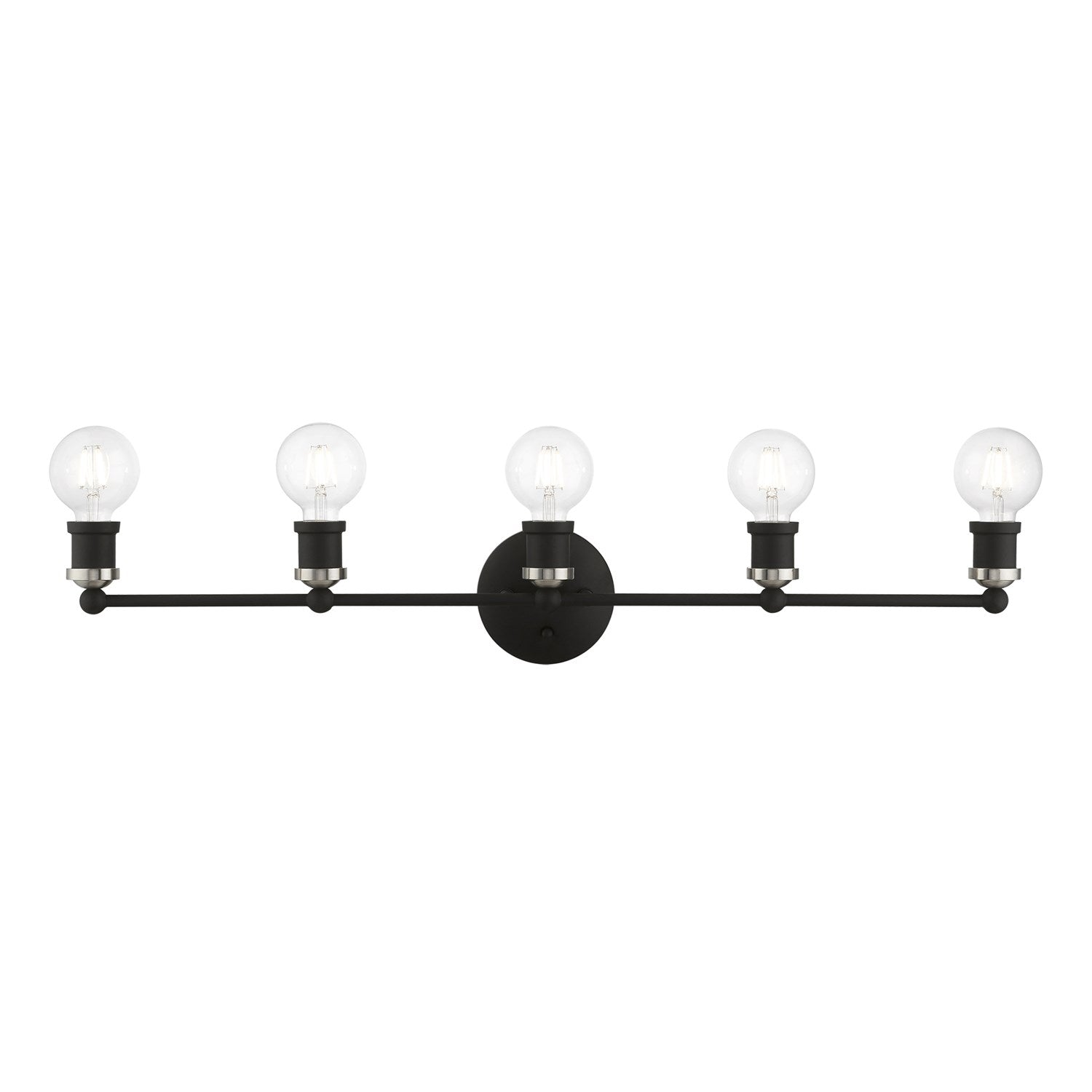 5 Light Black With Brushed Nickel Accents Ada Large Vanity Sconce by Livex Lighting