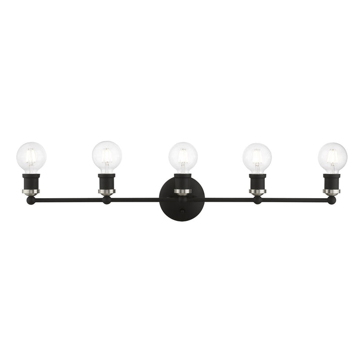 5 Light Black With Brushed Nickel Accents Ada Large Vanity Sconce by Livex Lighting