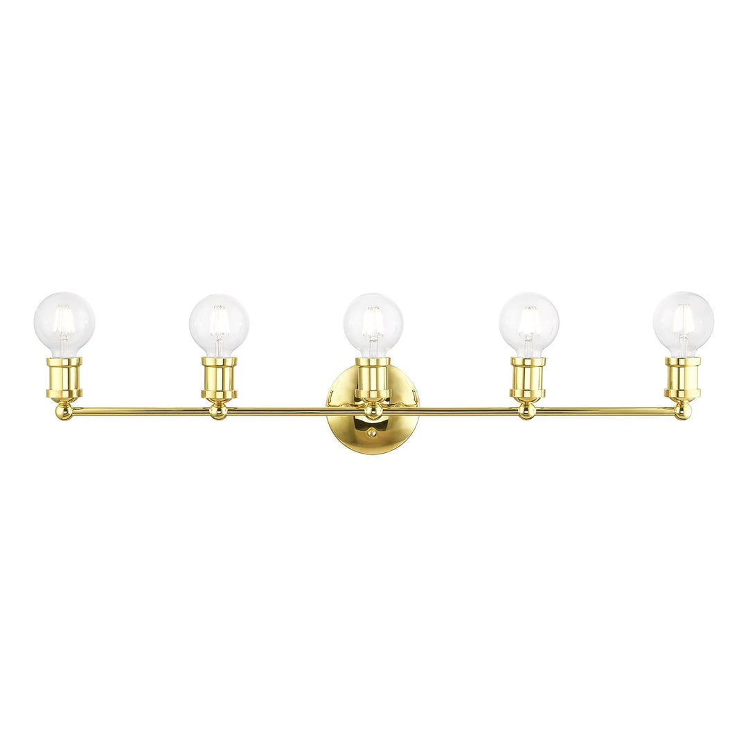 5 Light Polished Brass Ada Large Vanity Sconce by Livex Lighting
