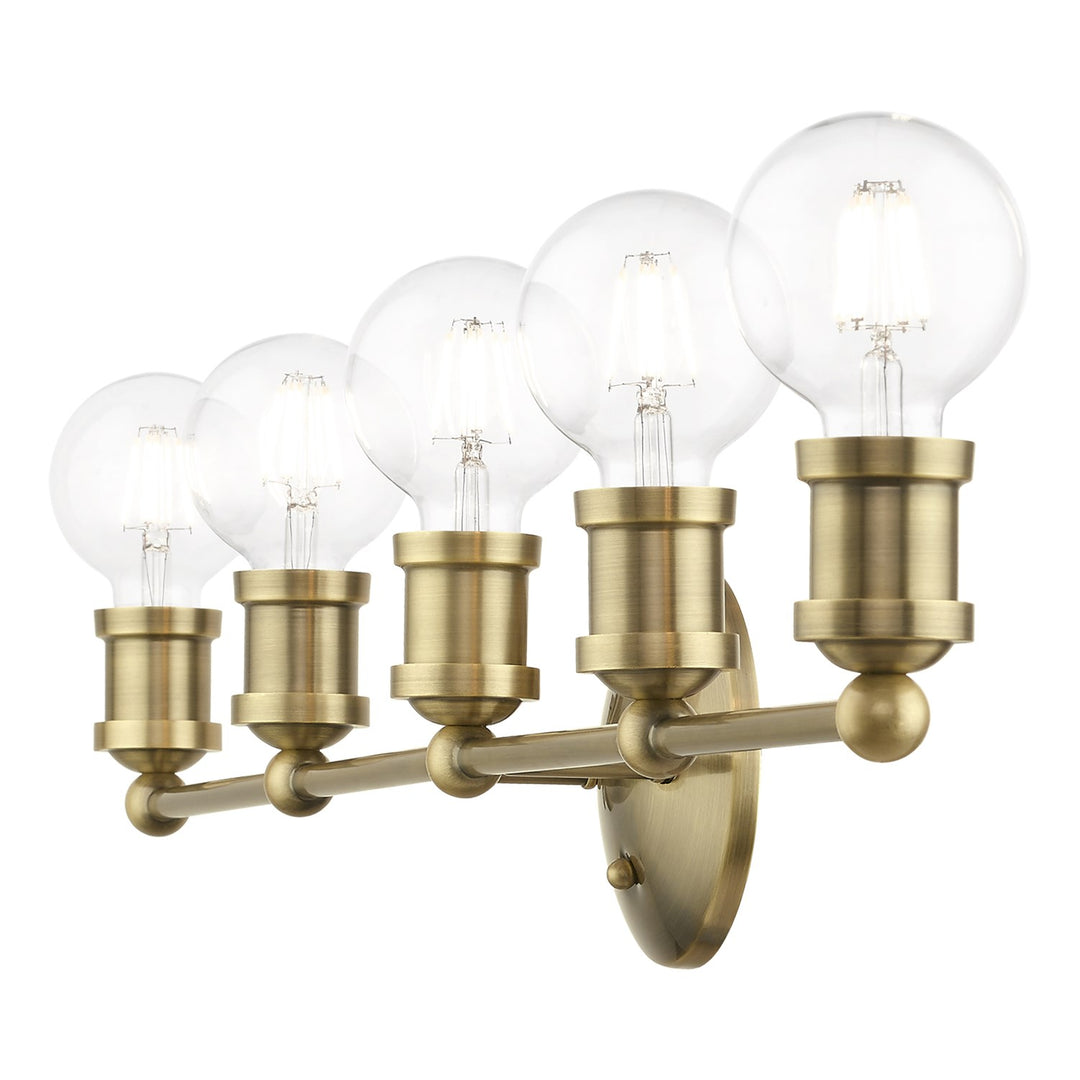 5 Light Antique Brass Ada Large Vanity Sconce