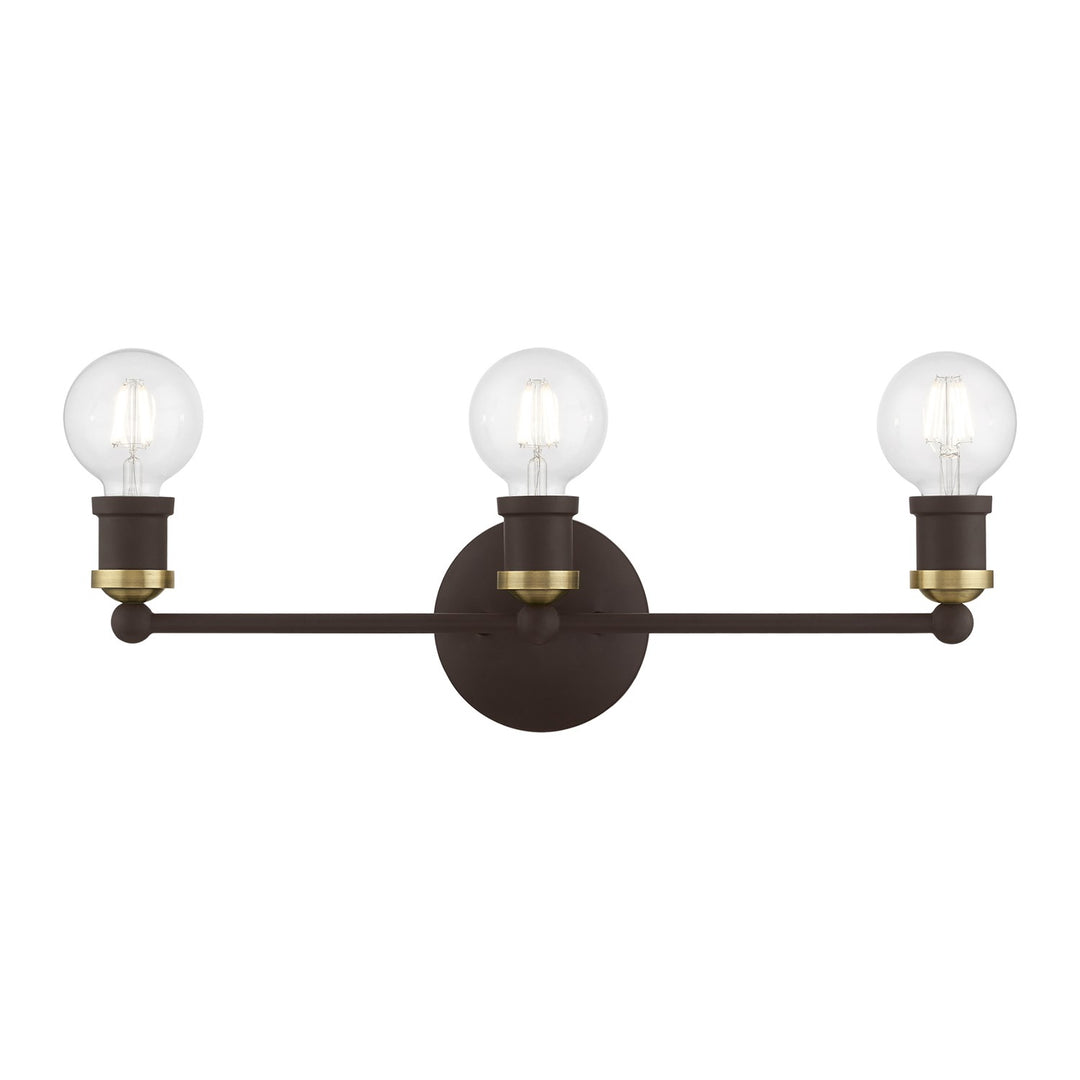3 Light Bronze With Antique Brass Accents Ada Vanity Sconce by Livex Lighting