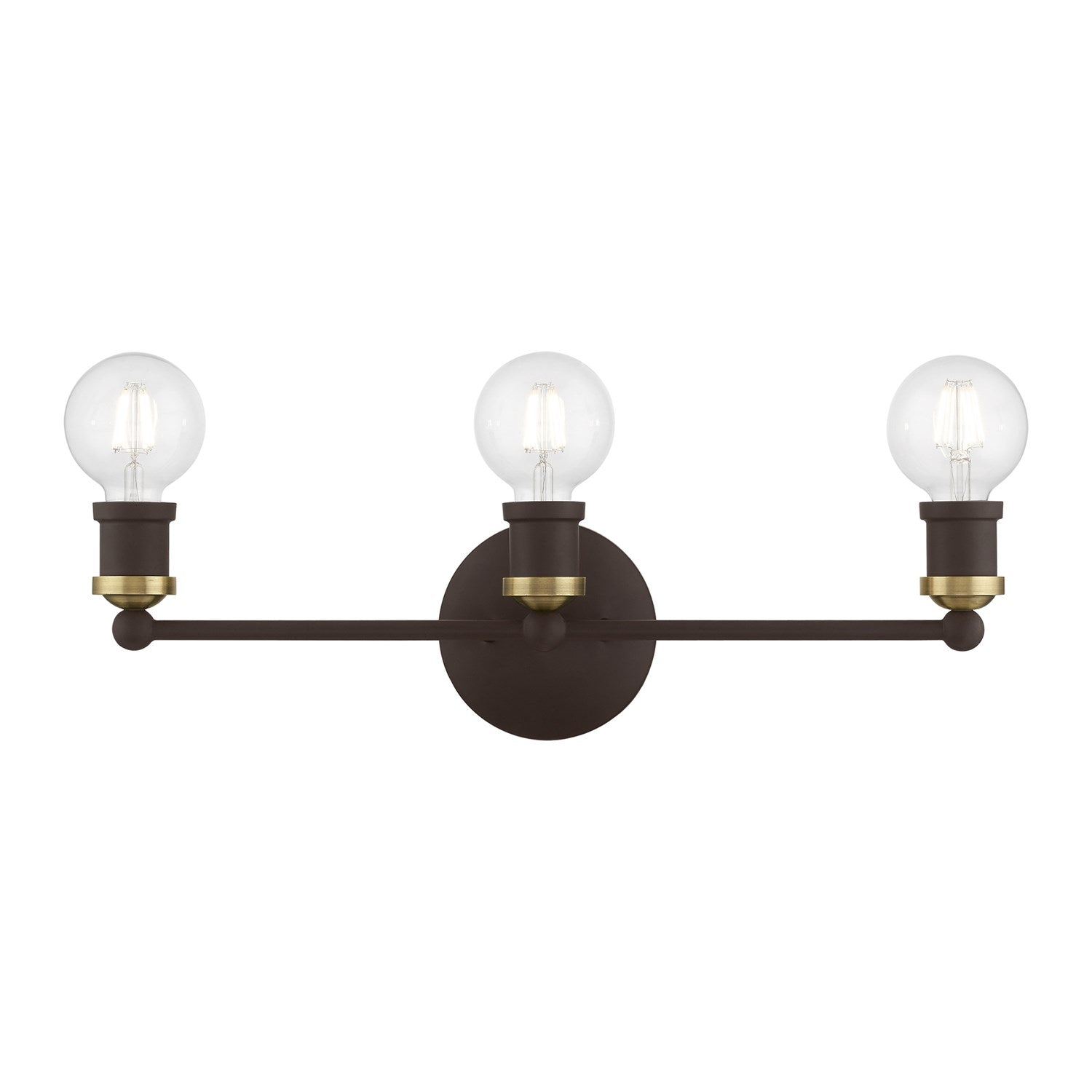 3 Light Bronze With Antique Brass Accents Ada Vanity Sconce by Livex Lighting