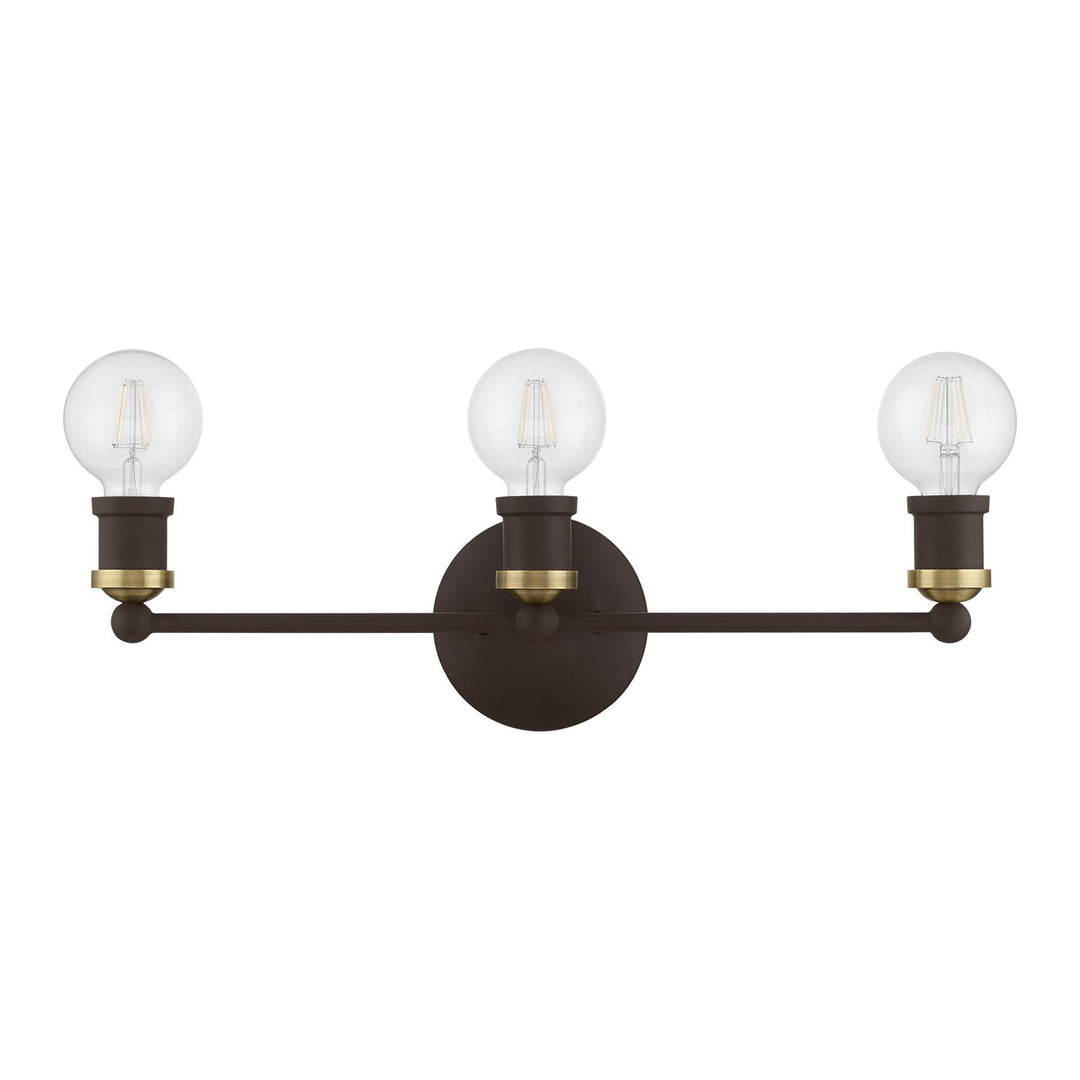 3 Light Bronze With Antique Brass Accents Ada Vanity Sconce