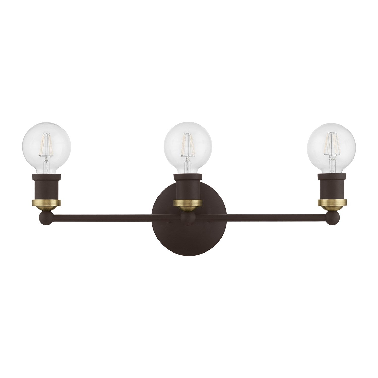 3 Light Bronze With Antique Brass Accents Ada Vanity Sconce